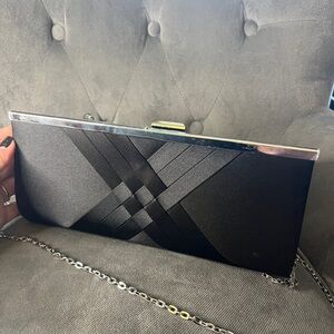 INC International Concepts Black Satin Clutch